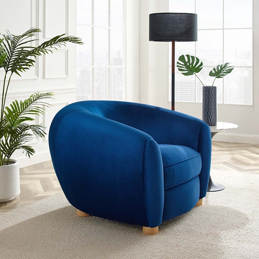 Performance velvet armchair in navy by Modway