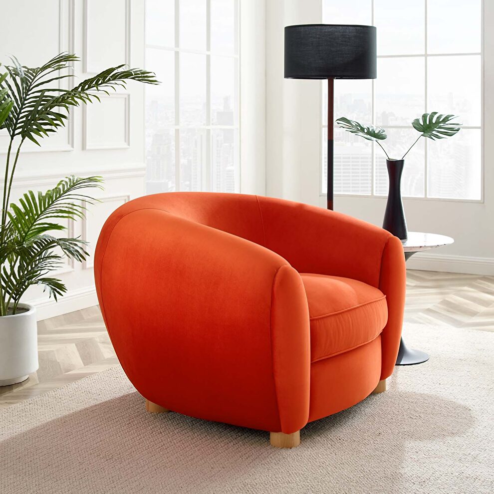 Performance velvet armchair in orange by Modway