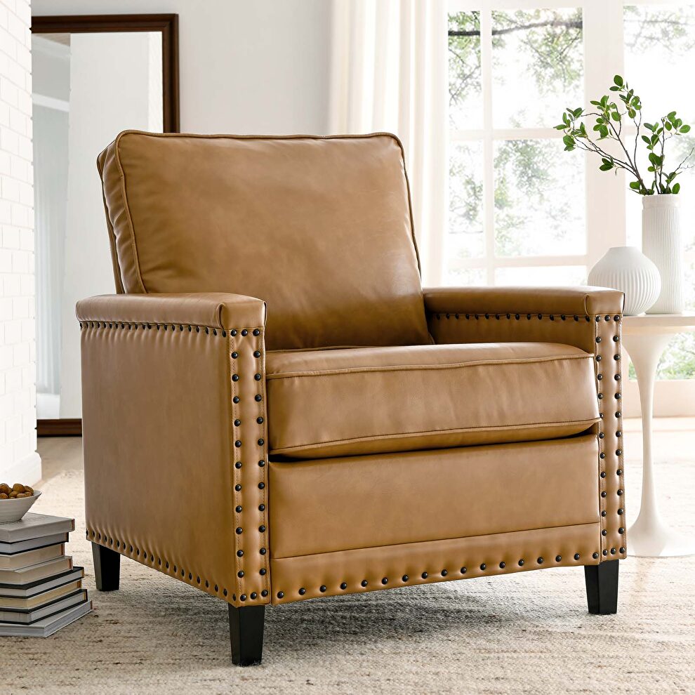 Vegan leather chair in tan by Modway