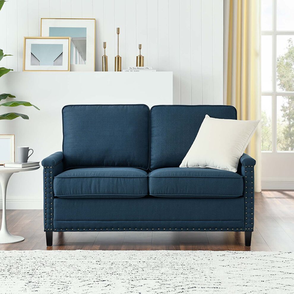 Upholstered fabric loveseat in azure by Modway