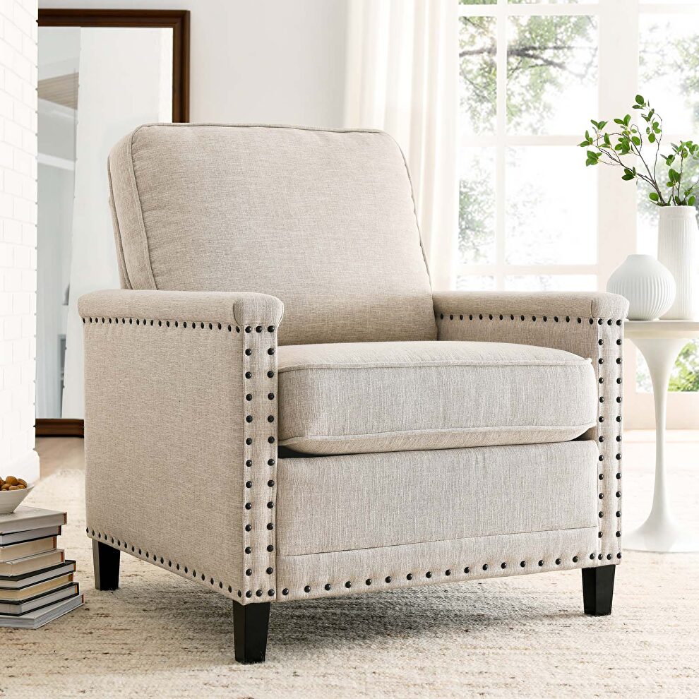 Upholstered fabric armchair in beige by Modway