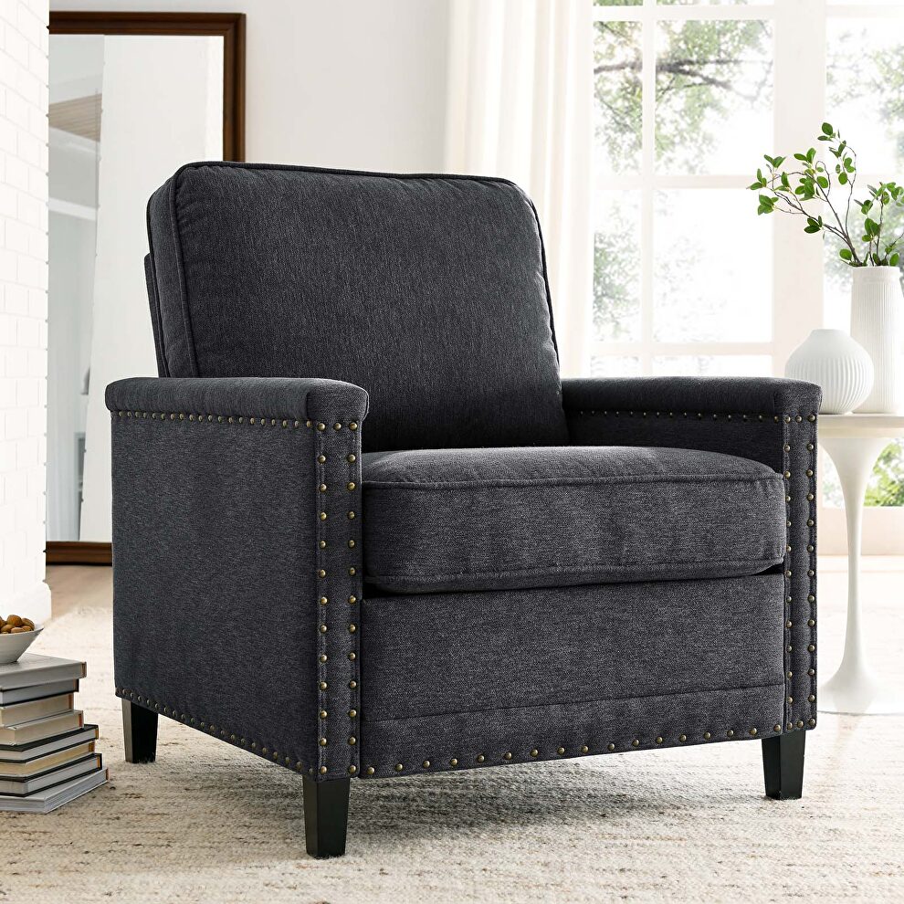 Upholstered fabric armchair in charcoal by Modway