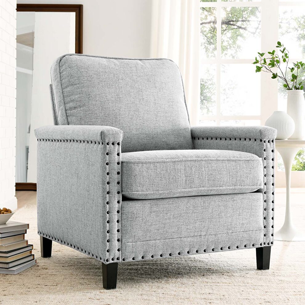 Upholstered fabric armchair in light gray by Modway