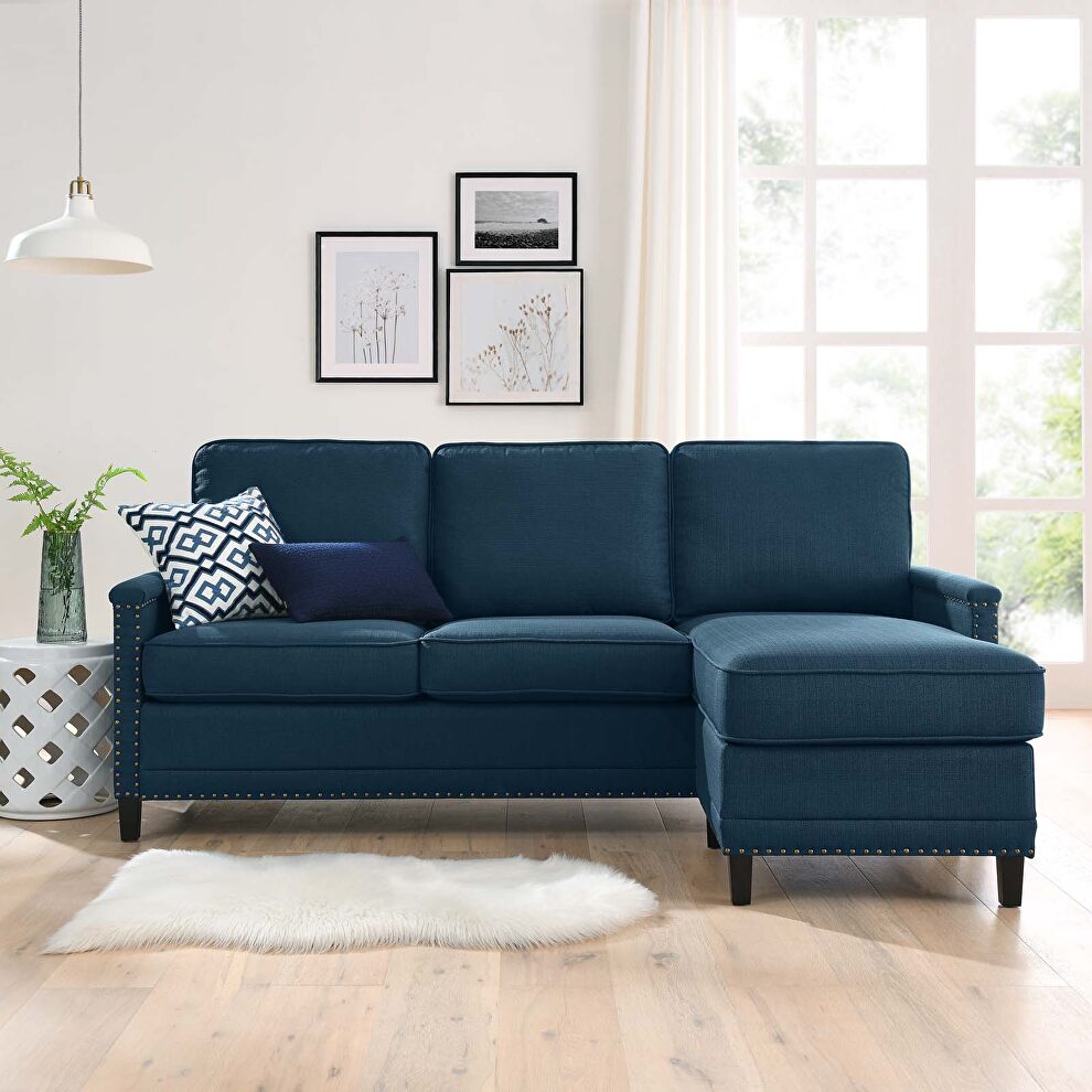 Upholstered fabric sectional sofa in azure by Modway