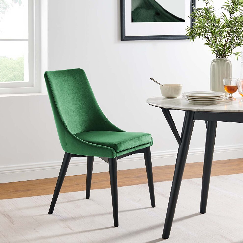 Performance velvet upholstery dining chair in emerald by Modway