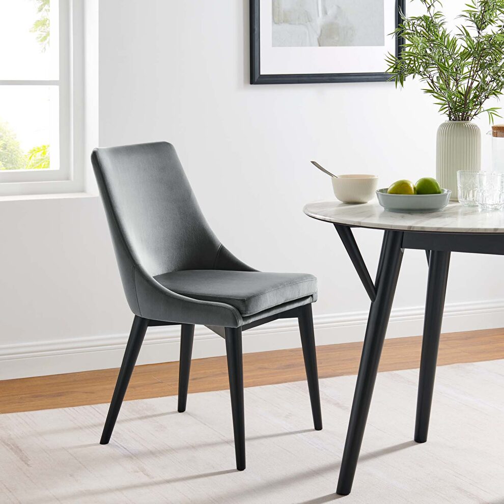 Performance velvet upholstery dining chair in gray by Modway