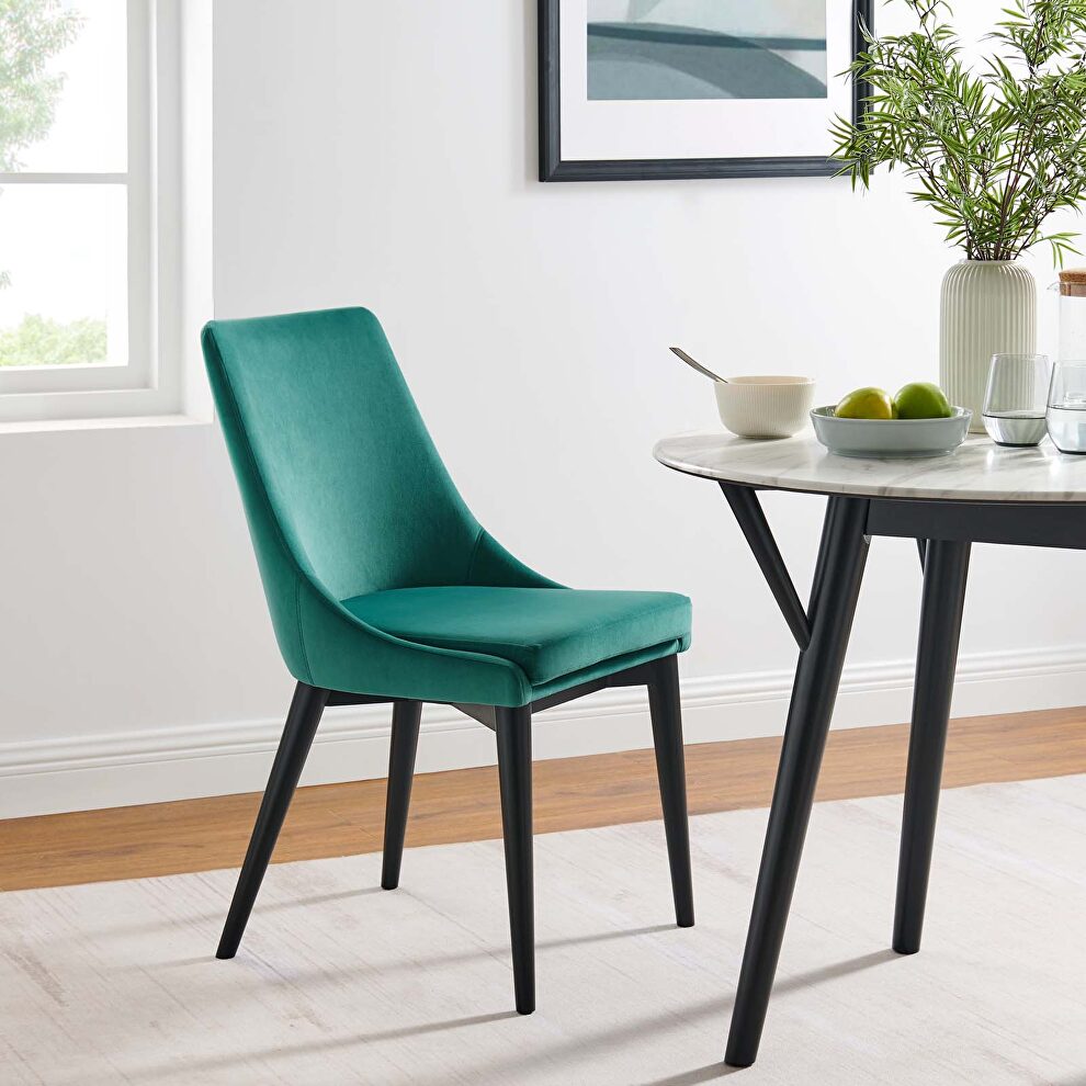 Performance velvet upholstery dining chair in teal by Modway