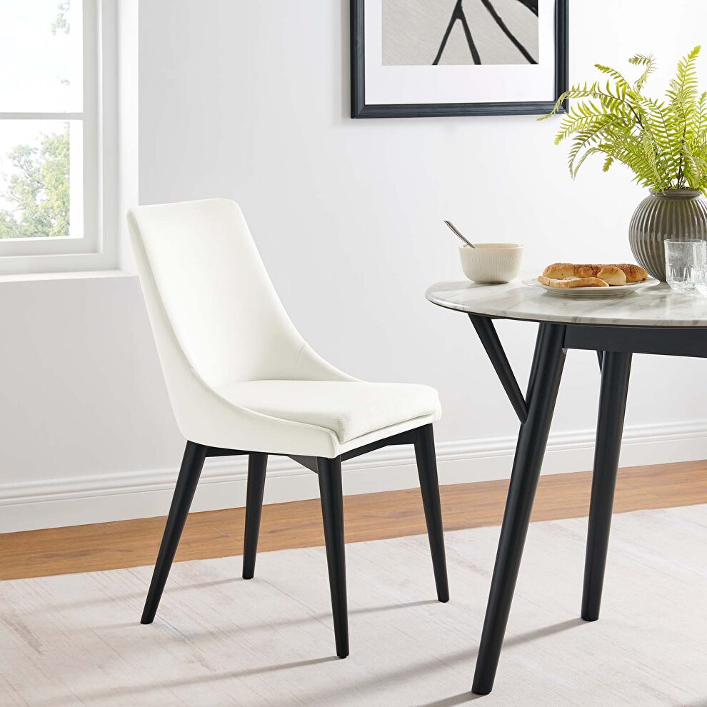 Performance velvet upholstery dining chair in white by Modway