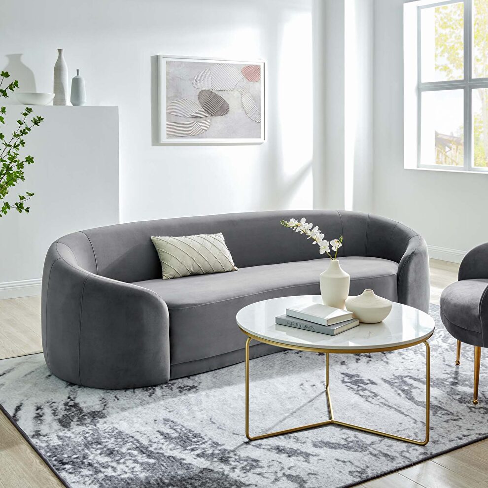 Gray finish performance velvet upholstery sofa by Modway