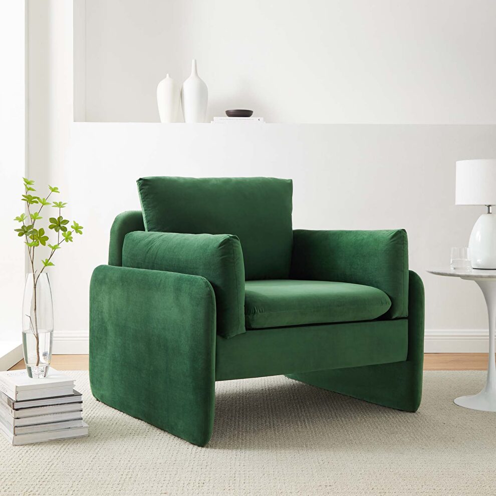 Emerald finish stain-resistant performance velvet upholstery chair by Modway
