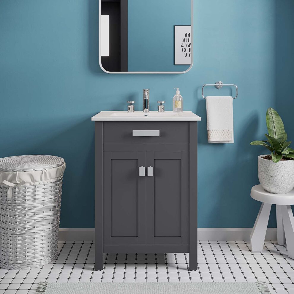 Bathroom vanity in gray white by Modway