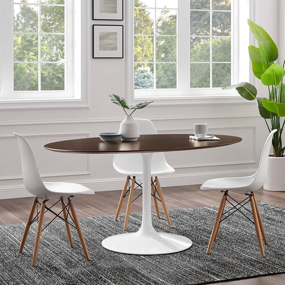 Oval dining table in white cherry walnut by Modway