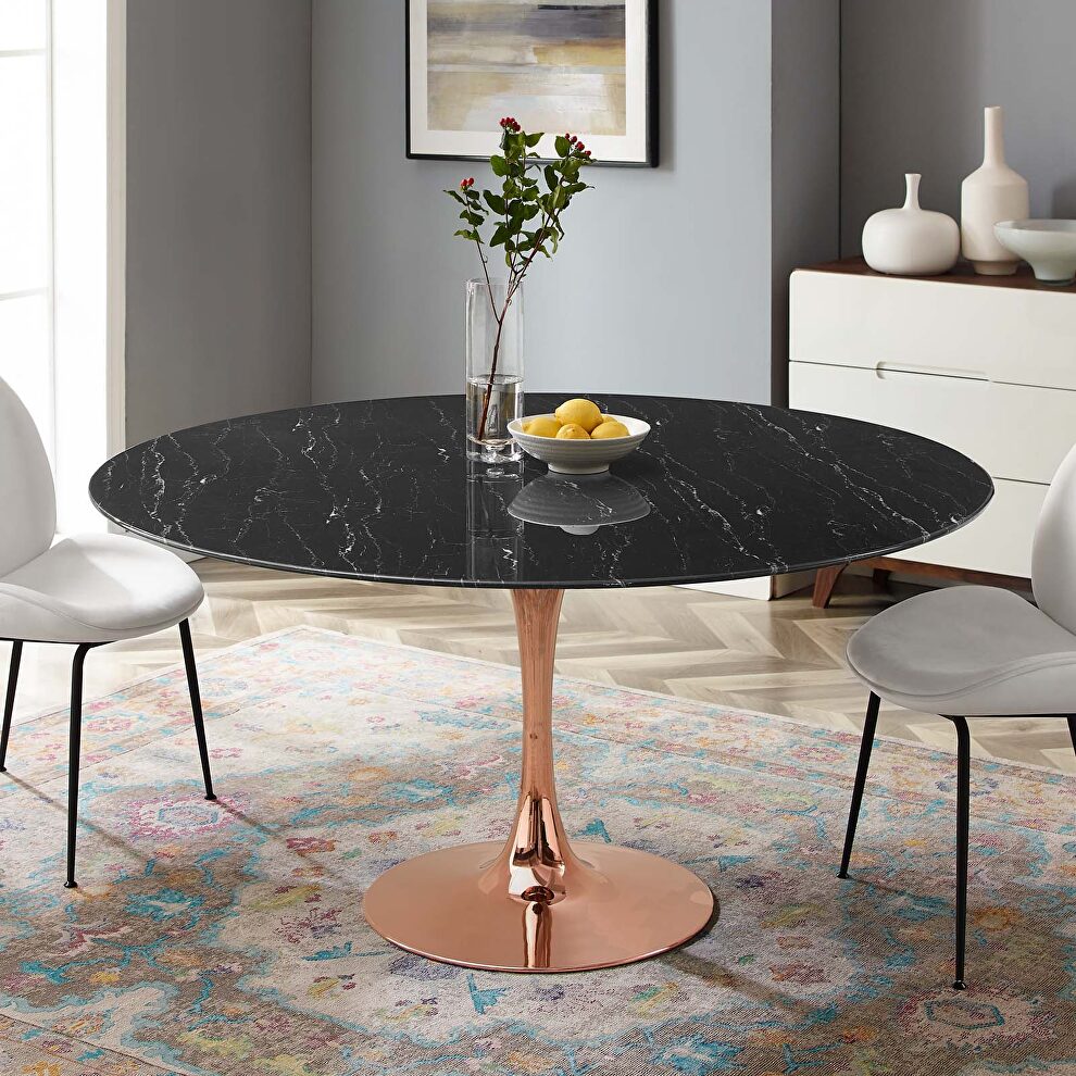 Artificial marble dining table in rose black by Modway
