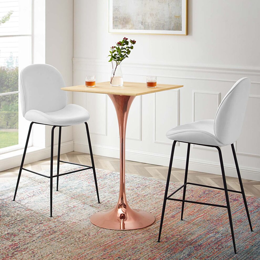 Square wood bar table in rose natural by Modway