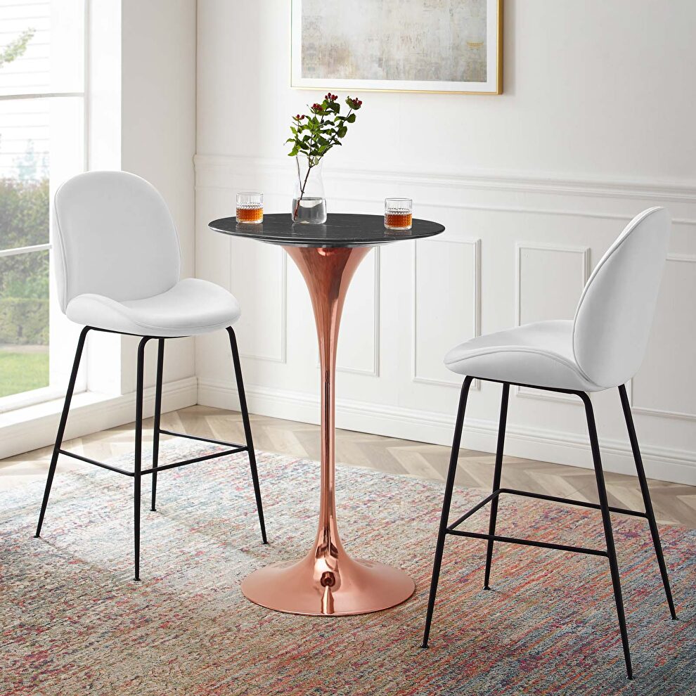 Artificial marble bar table in rose black by Modway