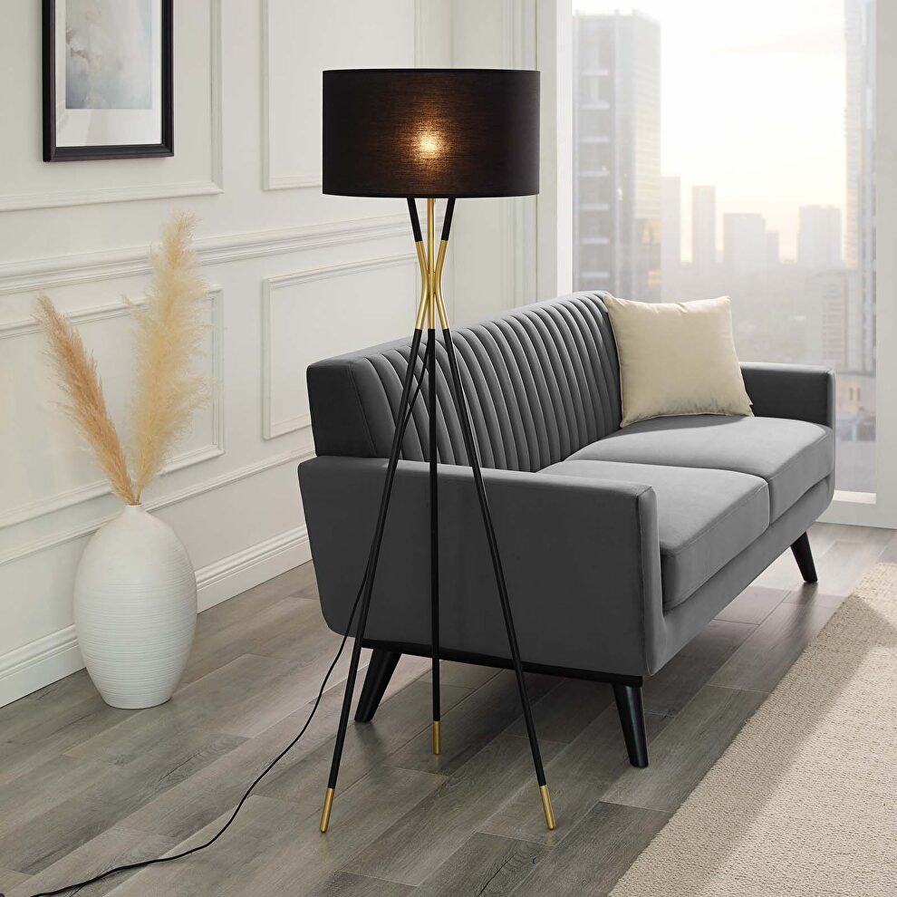 Standing floor lamp in black by Modway
