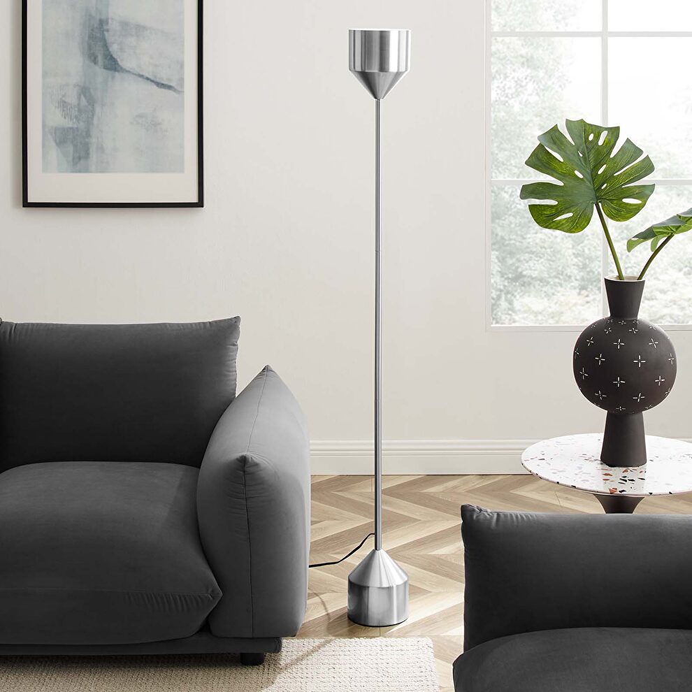 Standing floor lamp in silver finish by Modway