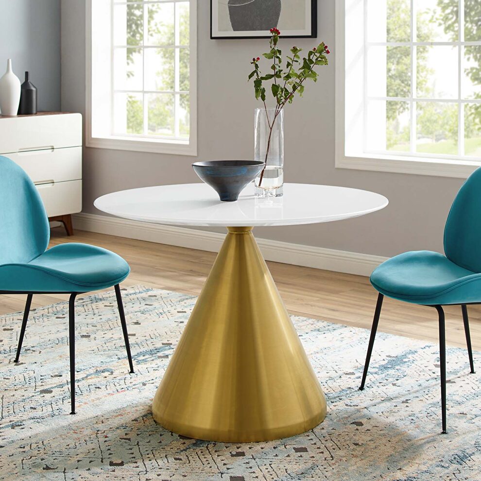 Dining table in gold white by Modway