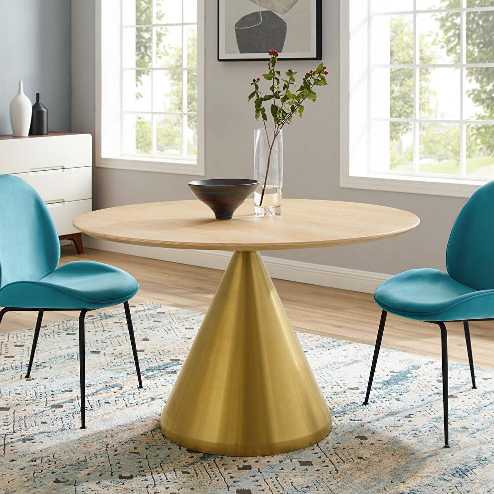 Dining table in gold natural by Modway