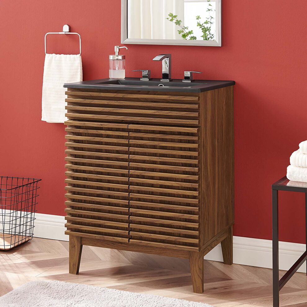 Bathroom vanity in walnut black by Modway