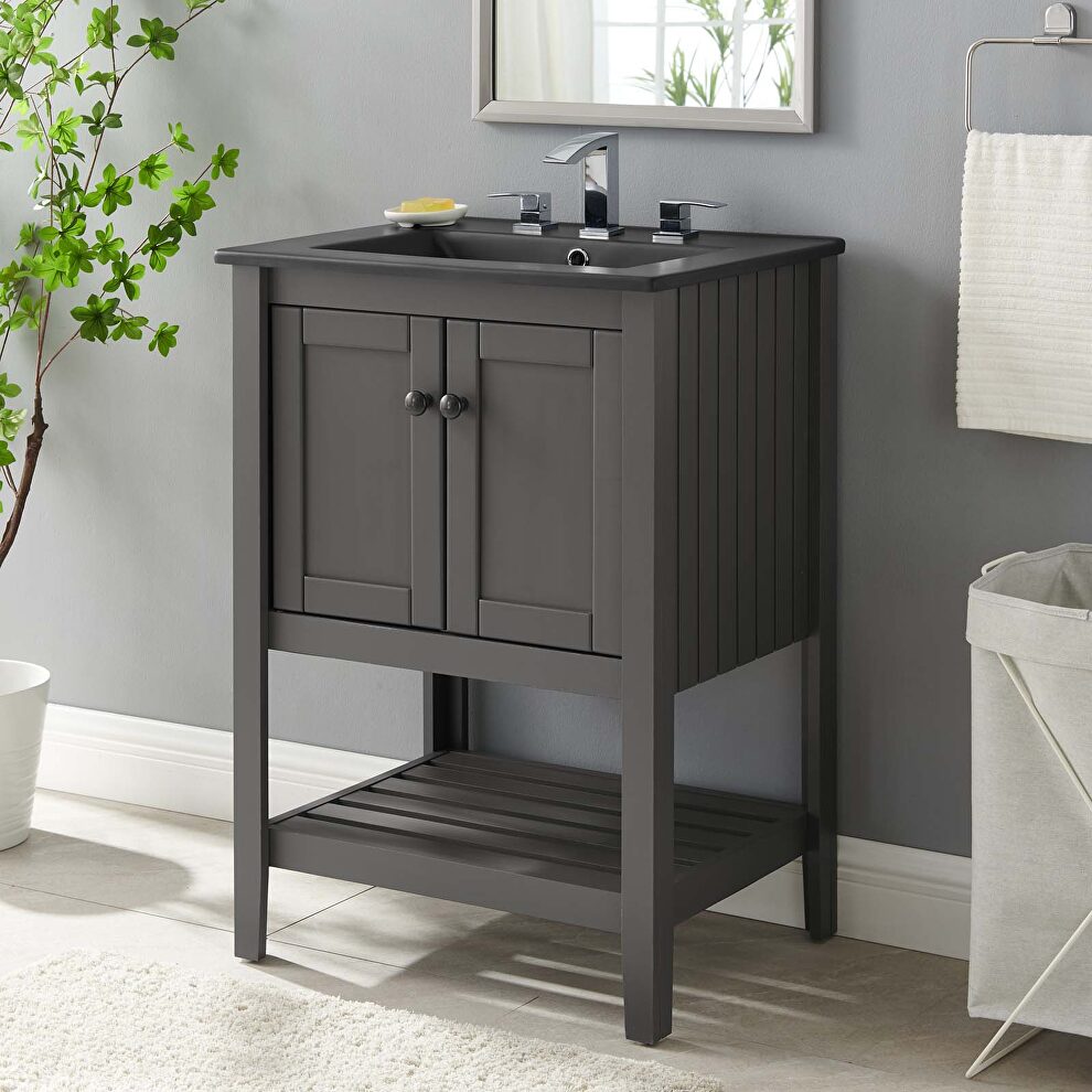 Bathroom vanity in gray black by Modway