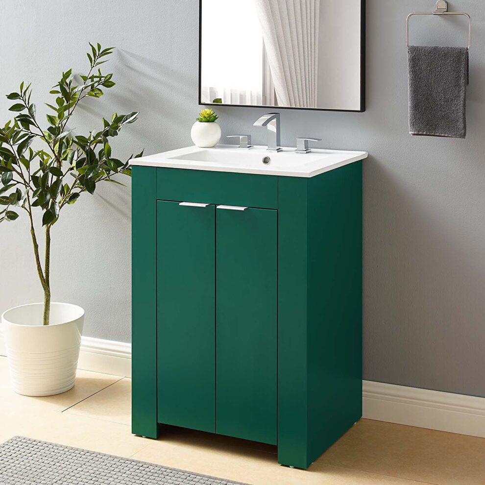 Bathroom vanity in green white by Modway
