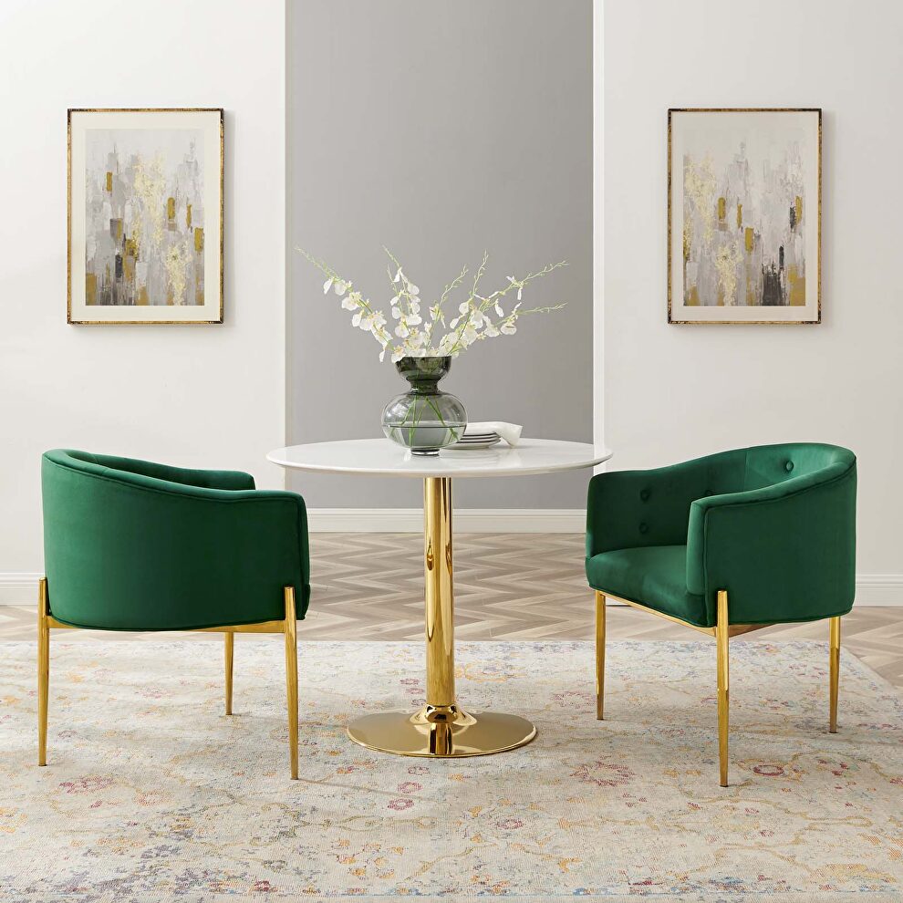 Emerald finish tufted performance velvet accent chairs/ set of 2 by Modway