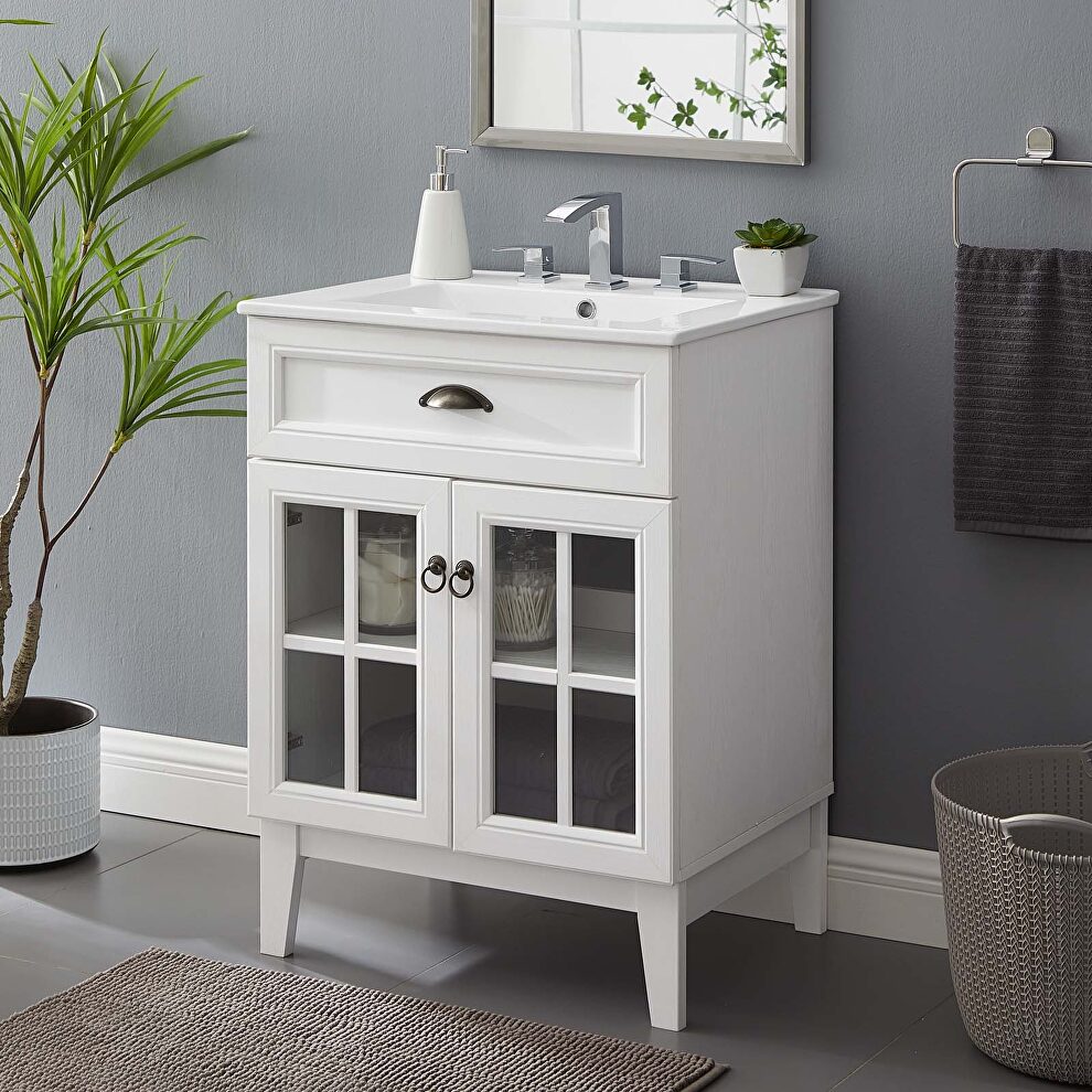 Bathroom vanity cabinet in white by Modway