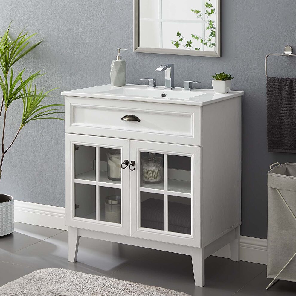 Bathroom vanity cabinet in white by Modway