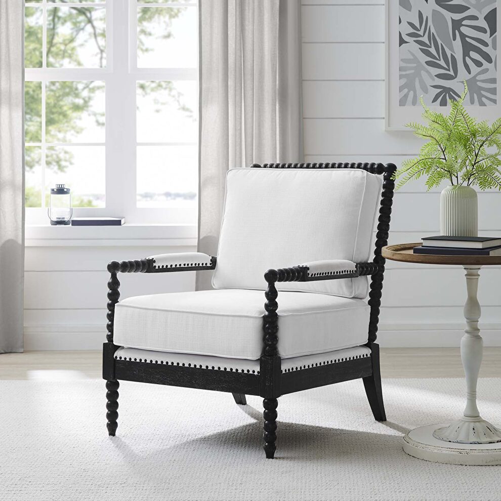Fabric upholstery armchair in black/ white by Modway