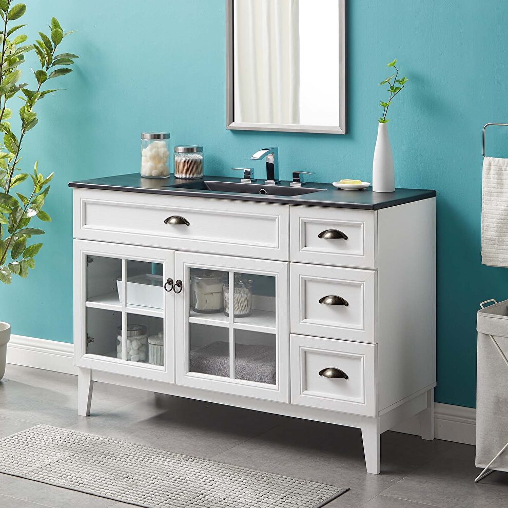 Bathroom vanity cabinet in white black by Modway