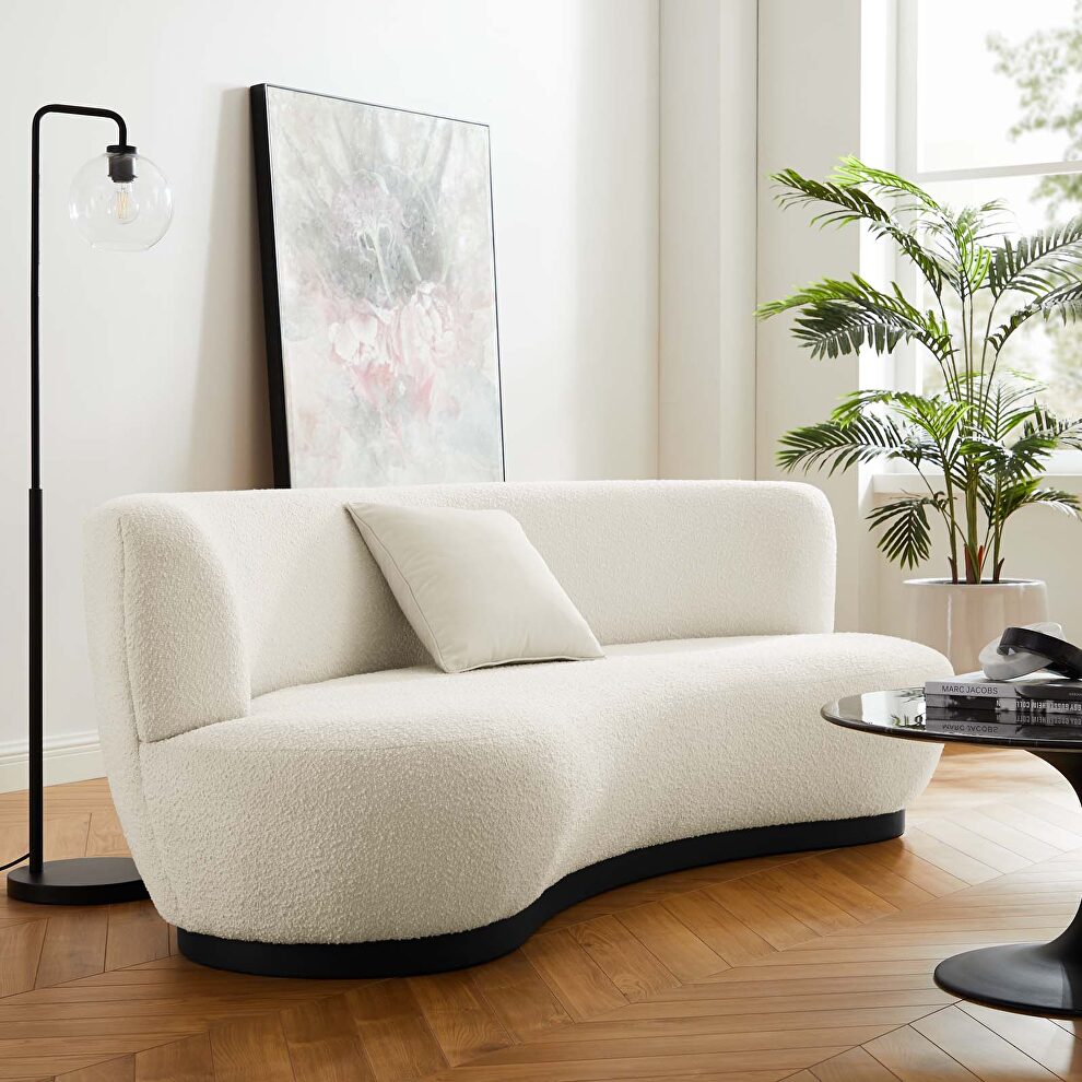 Ivory finish upholstered fabric sofa by Modway
