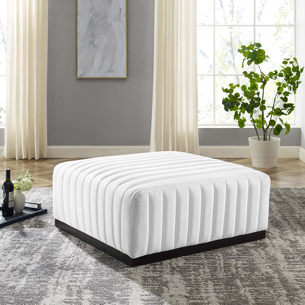 Channel tufted performance velvet ottoman in black/ white by Modway