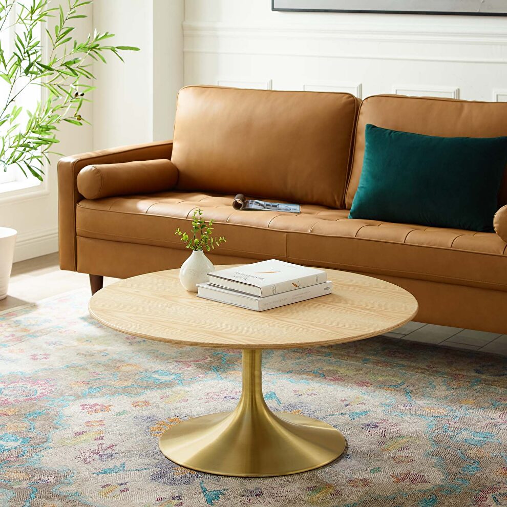 Wood coffee table in gold natural by Modway