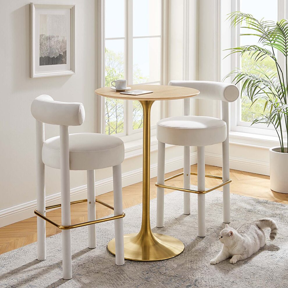 Wood bar table in gold natural by Modway