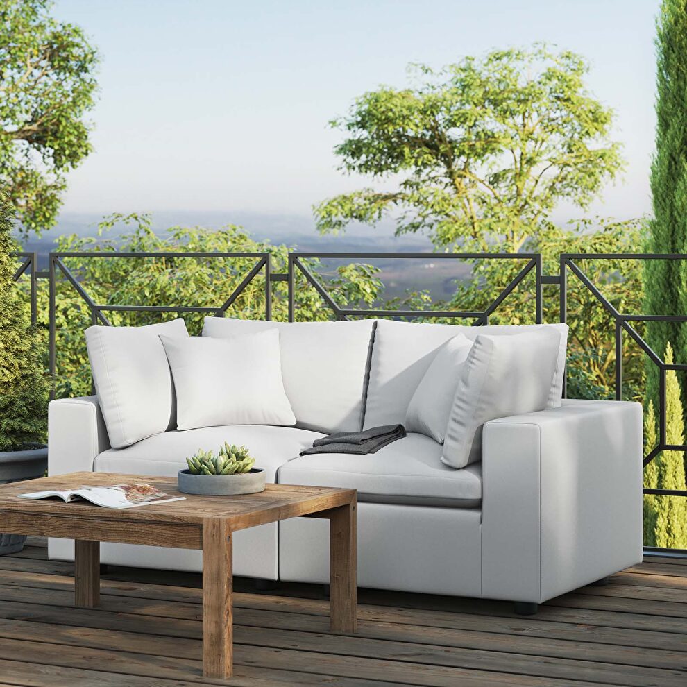 White finish overstuffed outdoor patio loveseat by Modway