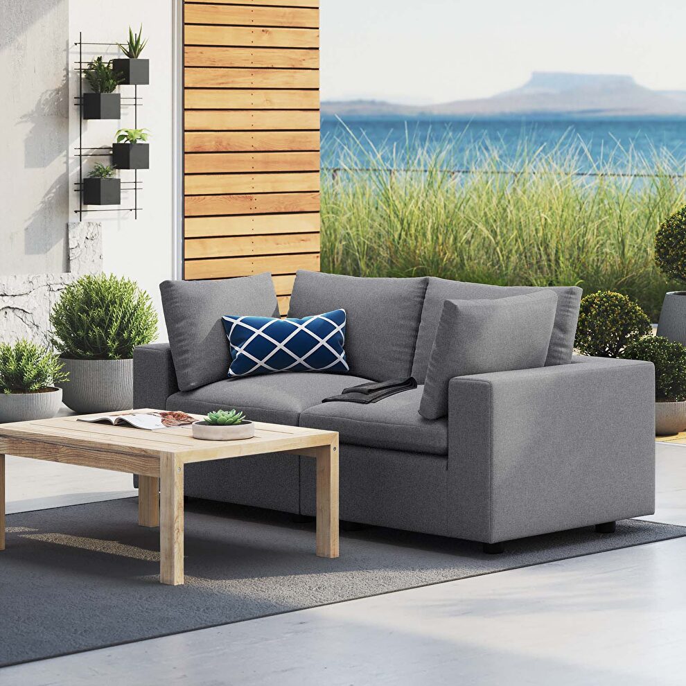 Gray finish sunbrellaÂ® outdoor patio loveseat by Modway
