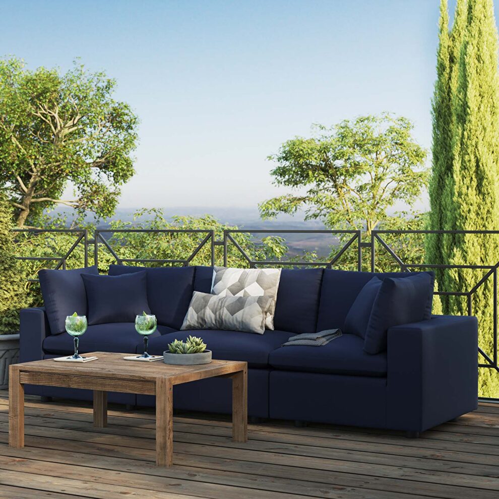 Navy finish overstuffed outdoor patio sofa by Modway