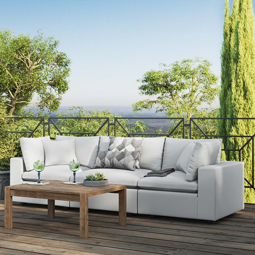White finish overstuffed outdoor patio sofa by Modway