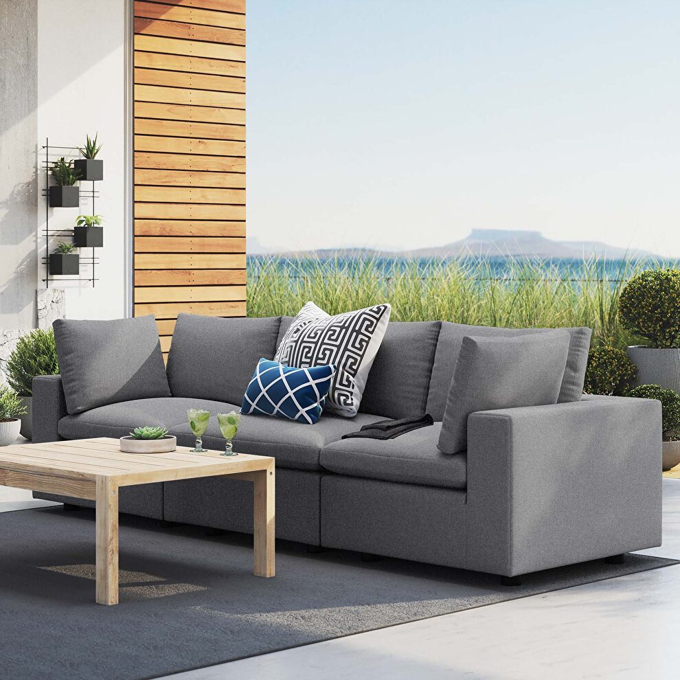 Gray finish sunbrellaÂ® outdoor patio sofa by Modway