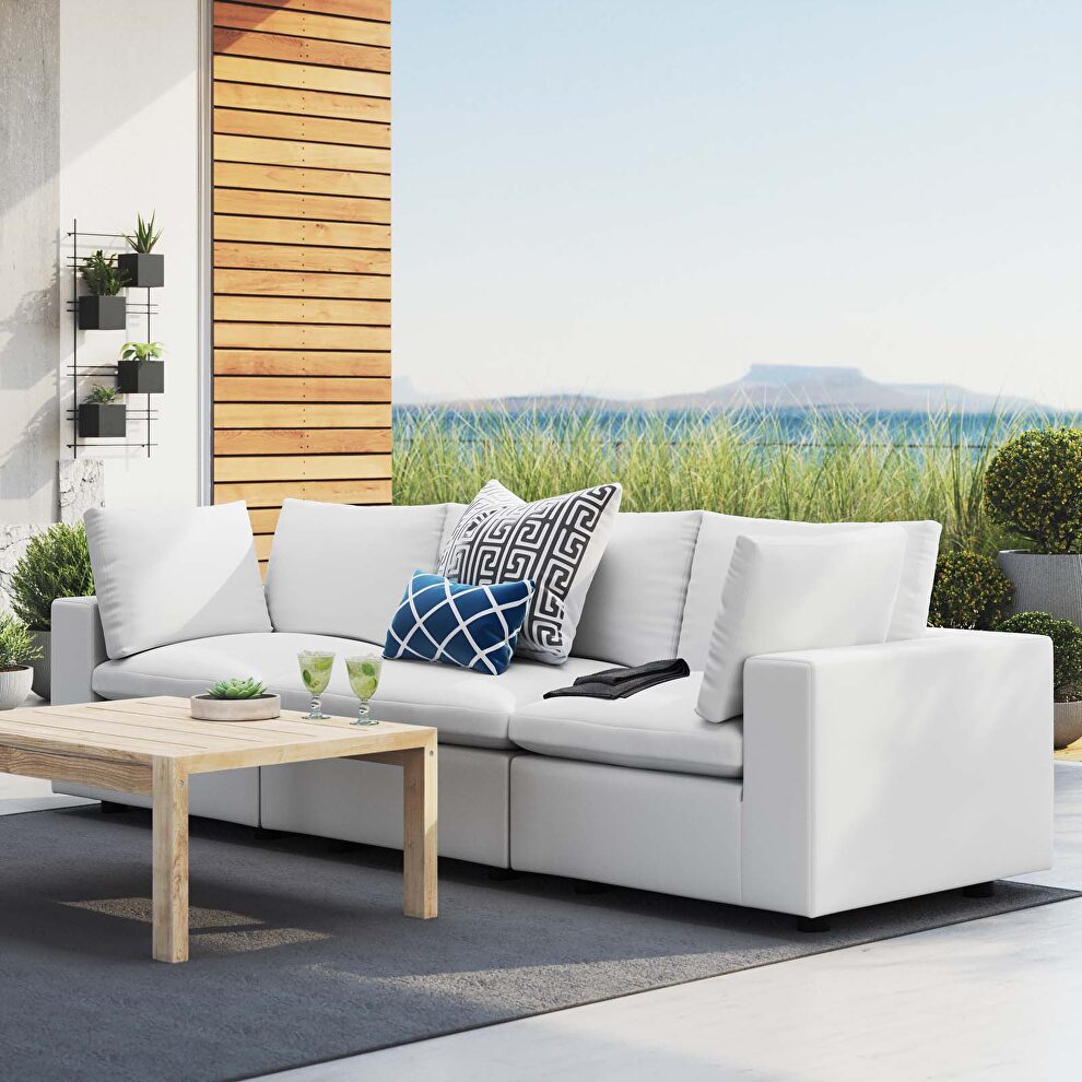 White finish sunbrella® outdoor patio sofa by Modway