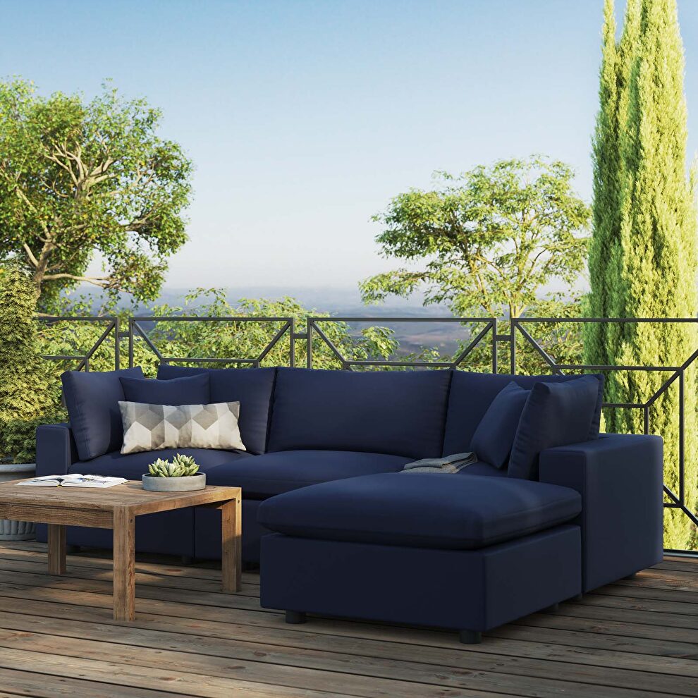 Navy finish 4-piece outdoor patio sectional sofa by Modway