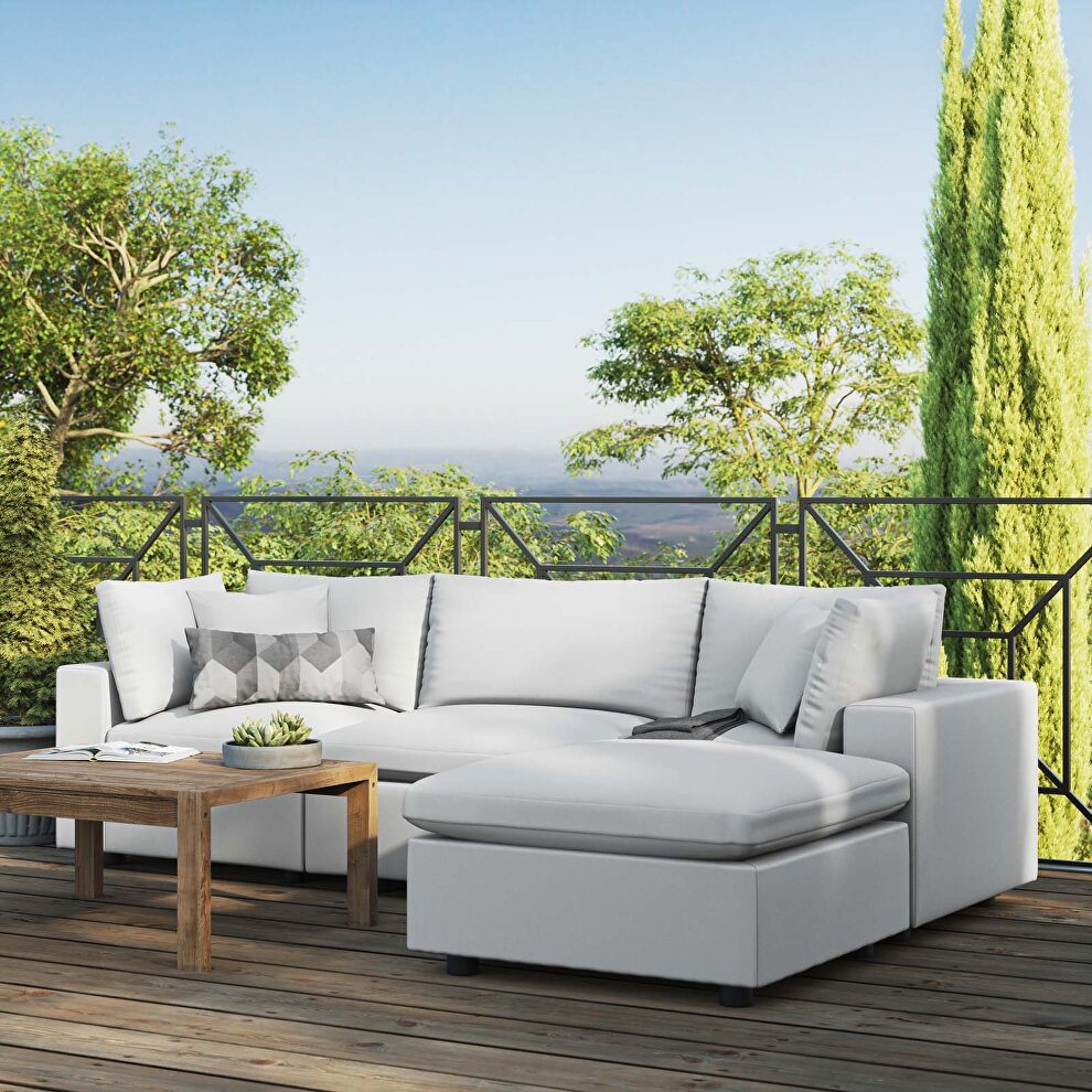 White finish 4-piece outdoor patio sectional sofa by Modway