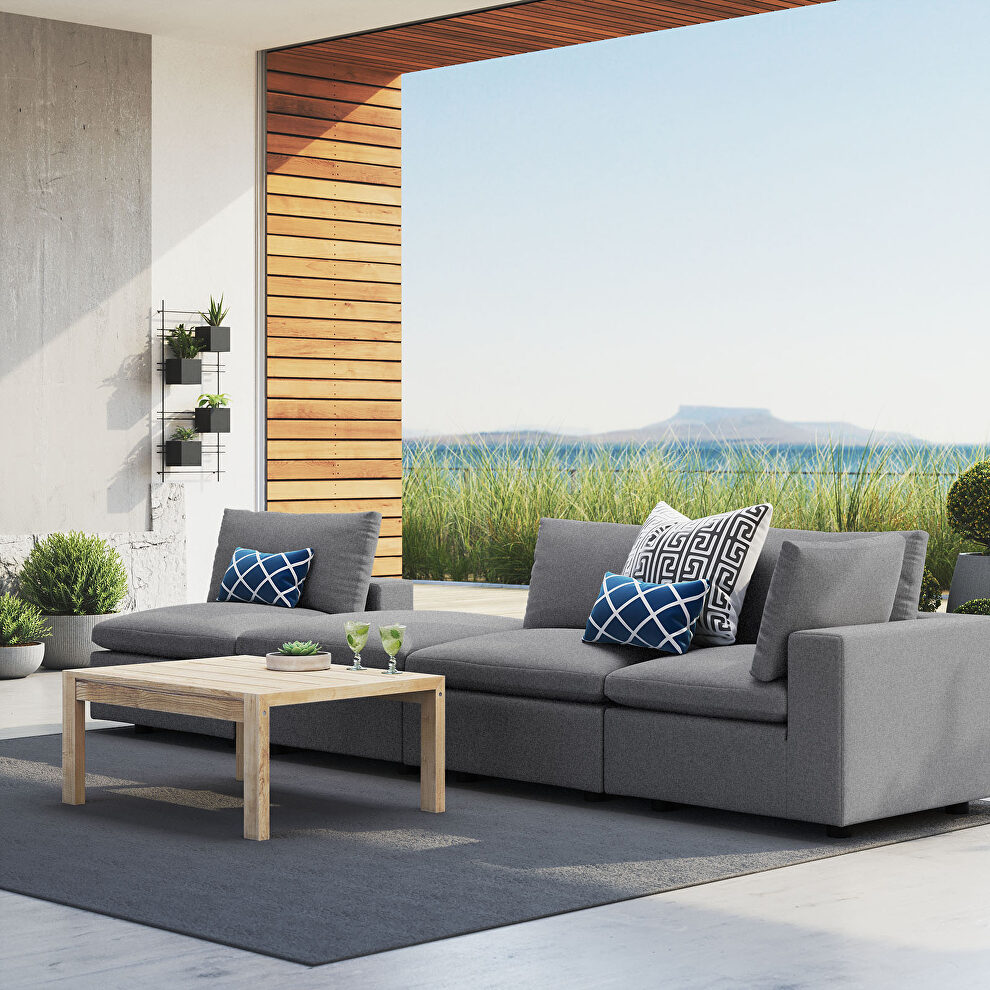 Gray finish 4-piece sunbrella® outdoor patio sectional modular sofa by Modway