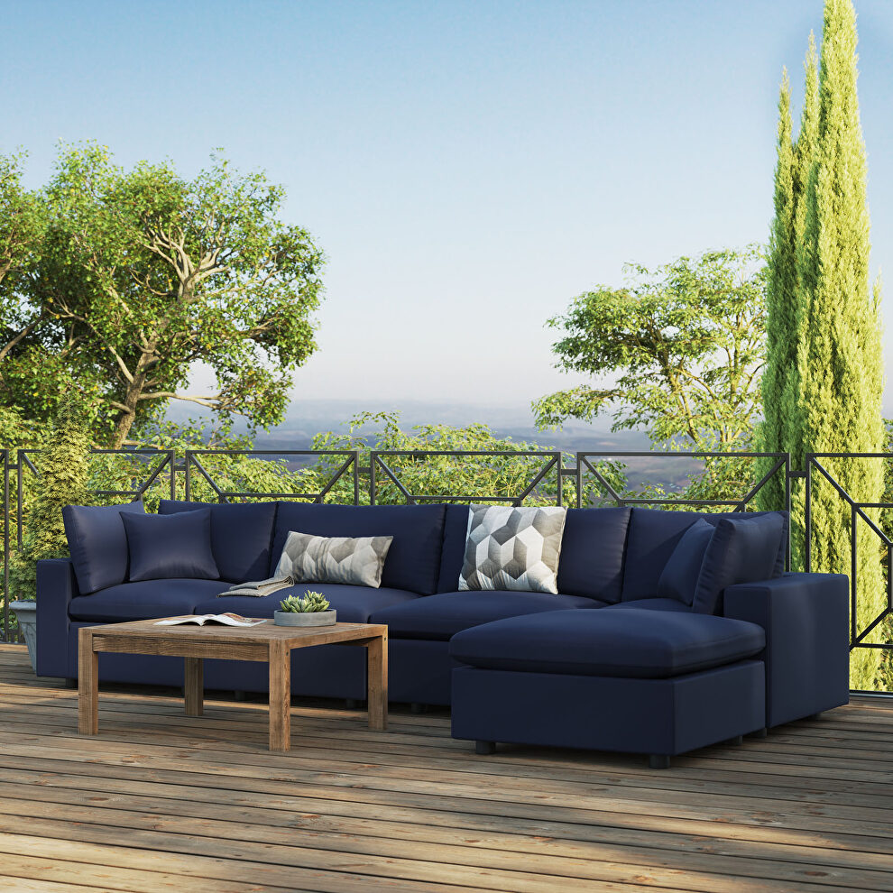 Navy finish 5-piece outdoor patio sectional modular sofa by Modway