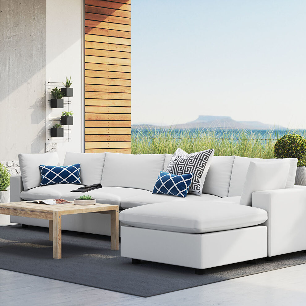 White finish 5-piece sunbrella® outdoor patio sectional modular sofa by Modway