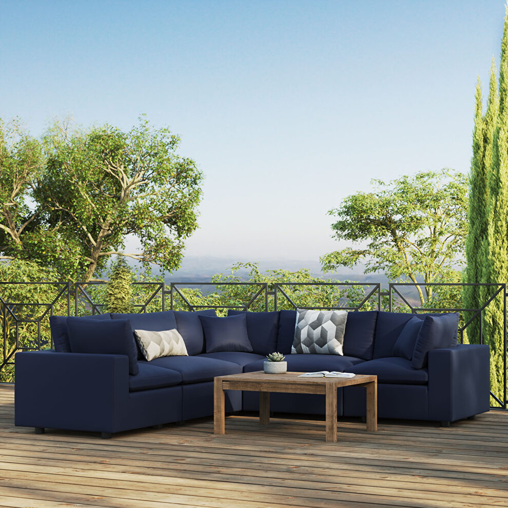 5-piece outdoor patio modular sectional sofa in navy by Modway