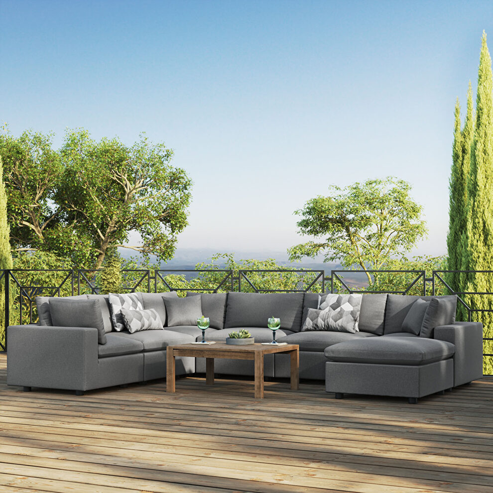 7-piece outdoor patio modular sectional sofa in charcoal by Modway