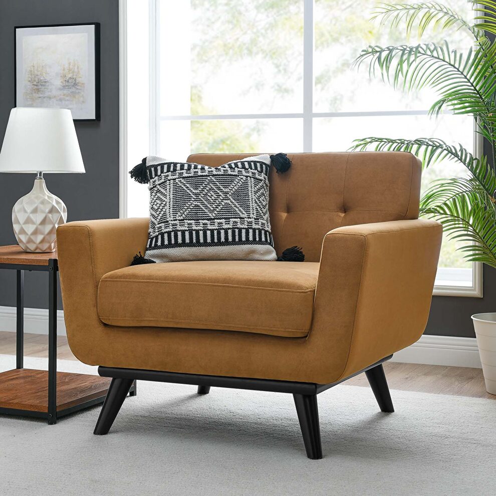 Performance velvet  upholstery chair in cognac by Modway