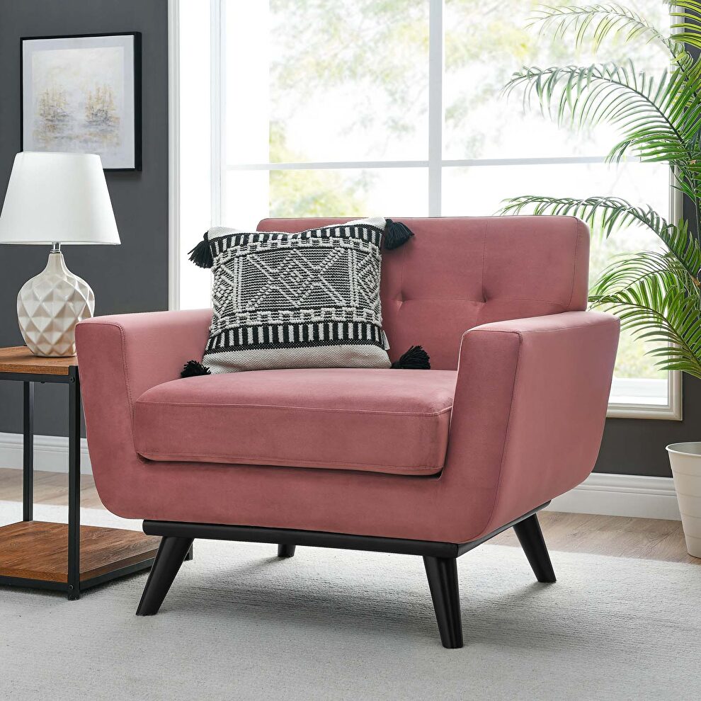 Performance velvet  upholstery chair in dusty rose by Modway